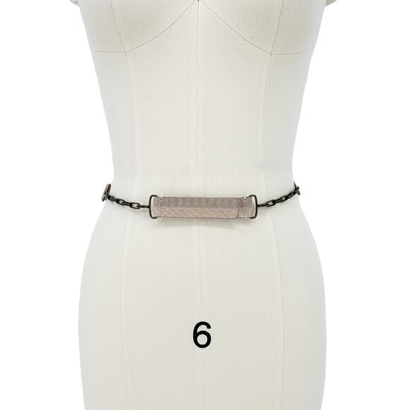 CAROLINA HERRERA Snakeskin & Leather Chain Belt In Latte S main image 8